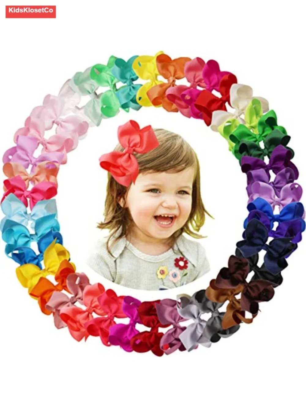 40 Grosgrain Ribbon Hair Bows for Girls with Alligator Clips